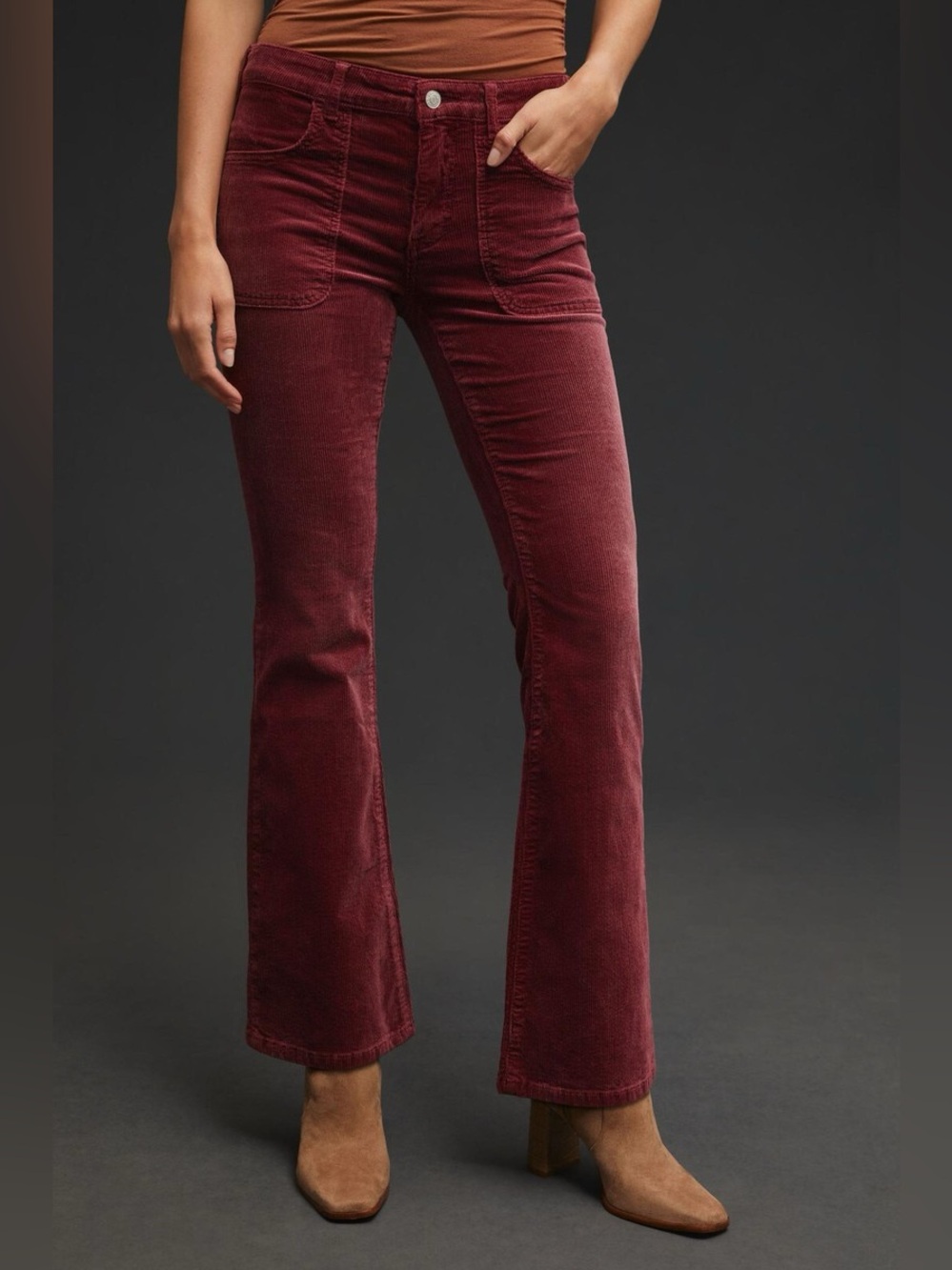 Pilcro Wine Corduroy Boot-Cut Pants